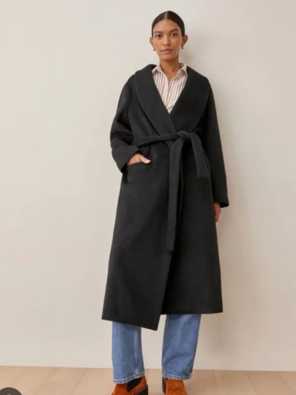 Reformation Greenwich Coat in Black Size M